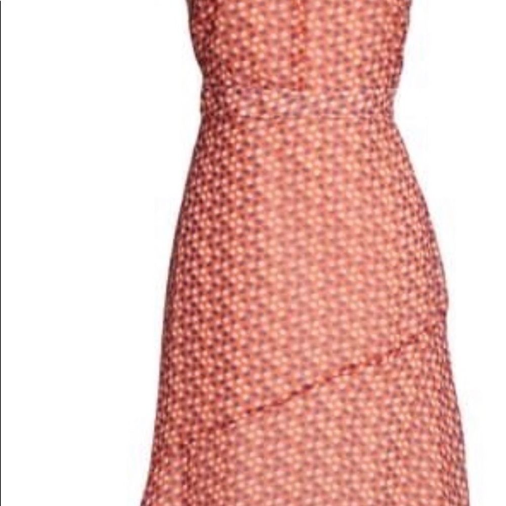 SAM EDELMAN Ditsy A-Line sleeveless dress. Coral color. Size 8 - Picture 3 of 6